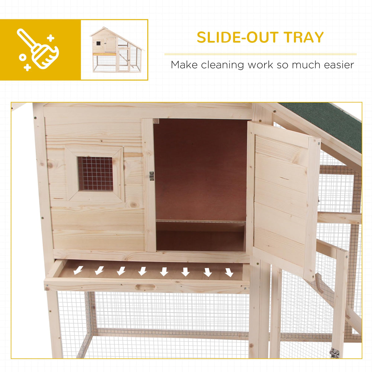 55" 2-Tier Wooden Rabbit Hutch with Ramp U96248