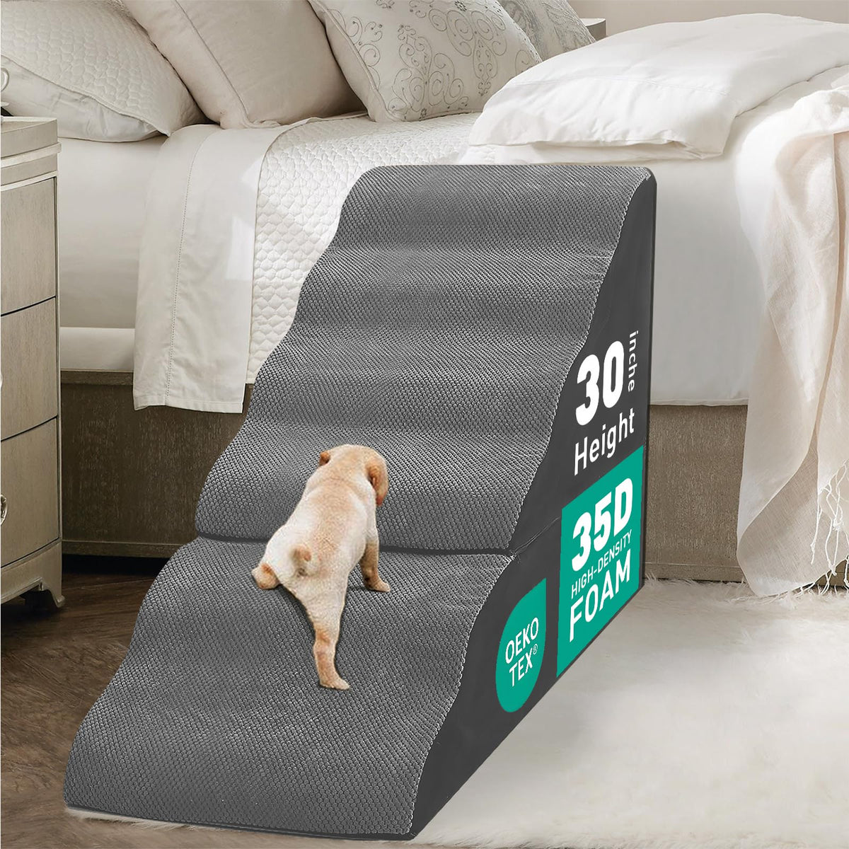 6-Step Grey Foam Dog Stairs L872950