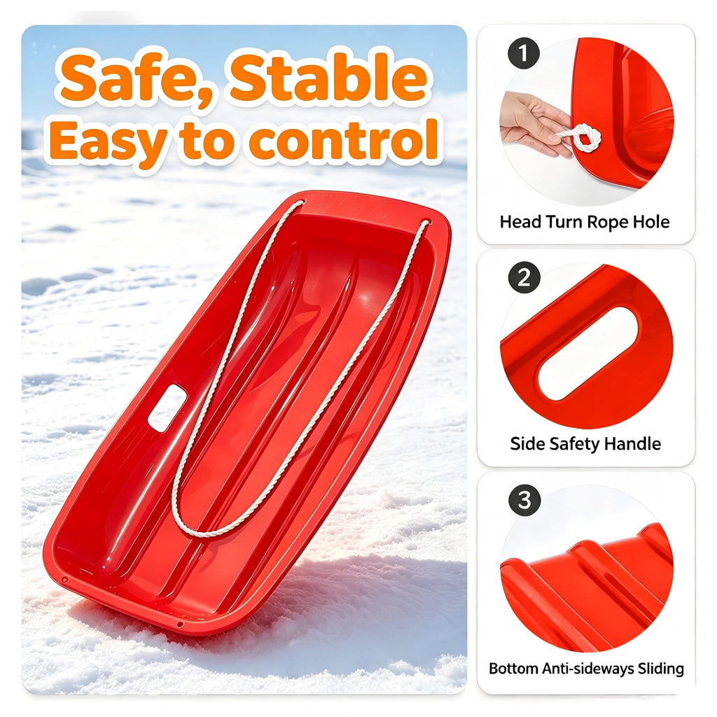Plastic Snow Sleds with Pull Rope and Handles W13998