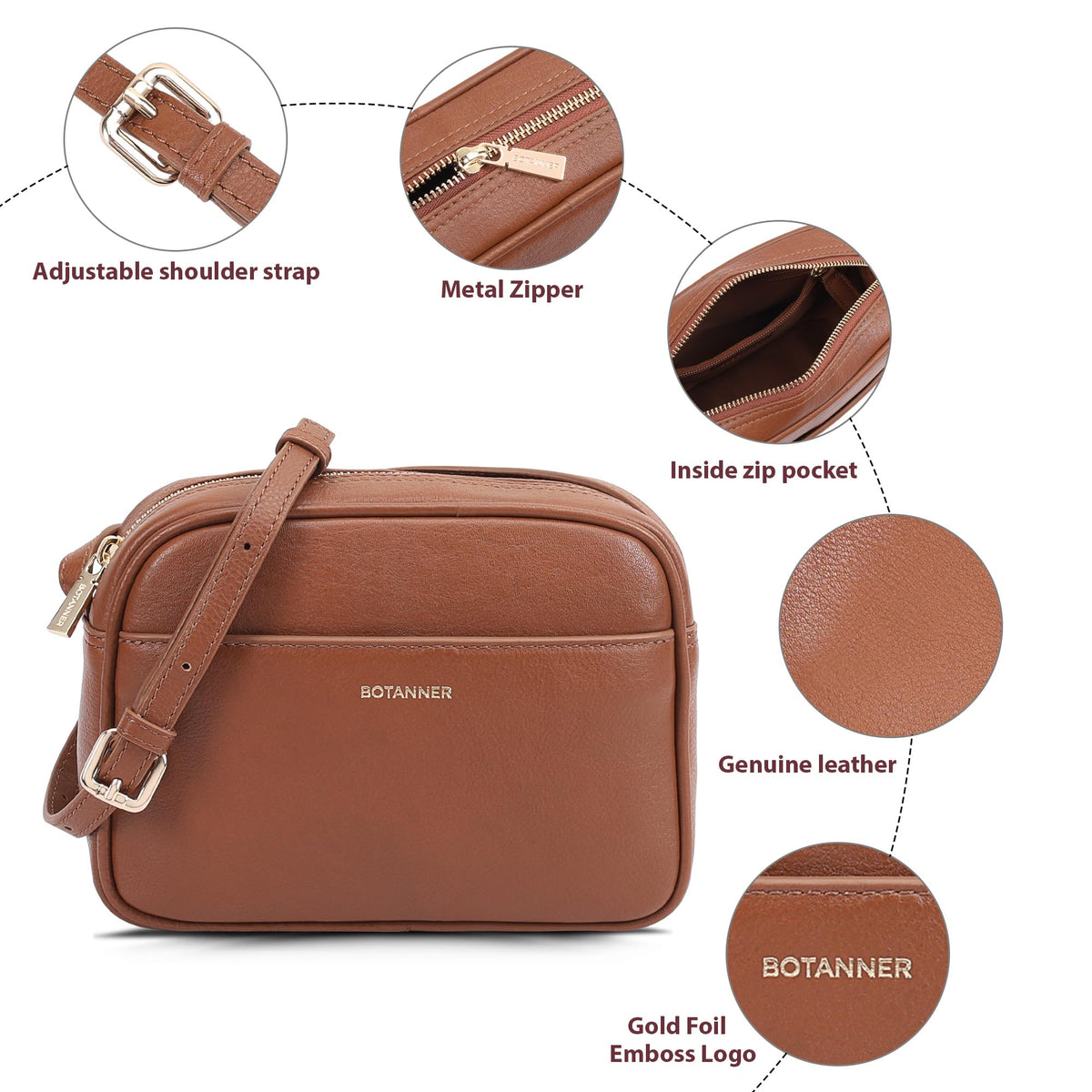 Genuine Leather Crossbody Bag with Adjustable Strap N768185