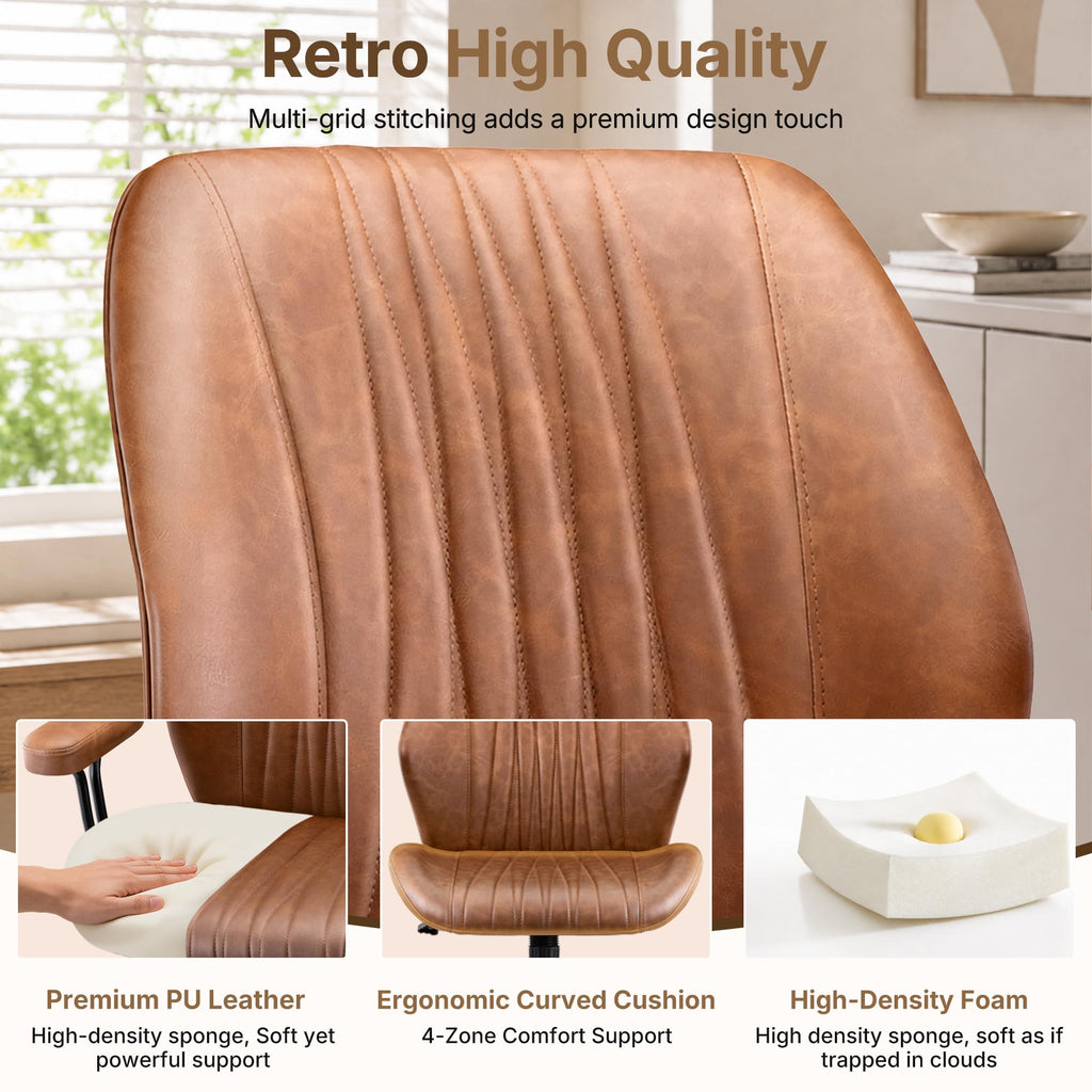Brown Leather Ergonomic Office Chair F728