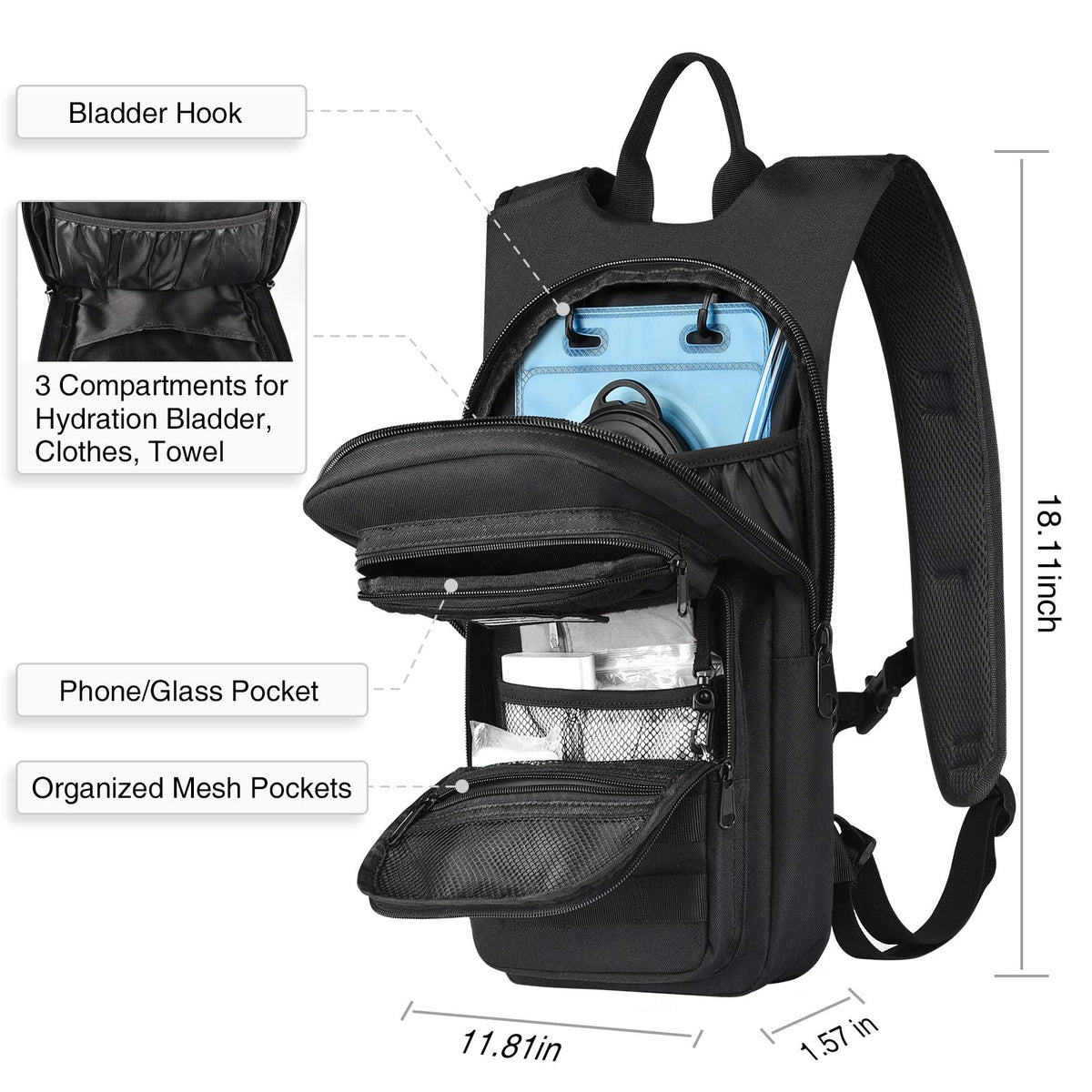 Hydration Backpack with 3L Water Bladder A76229