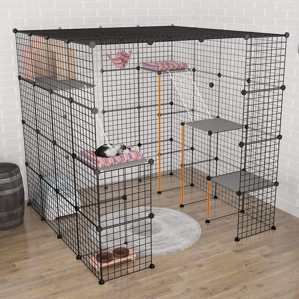 Large Indoor Cat Playpen Metal Wire Cage 55L x 55W x 55H Inchs J2074