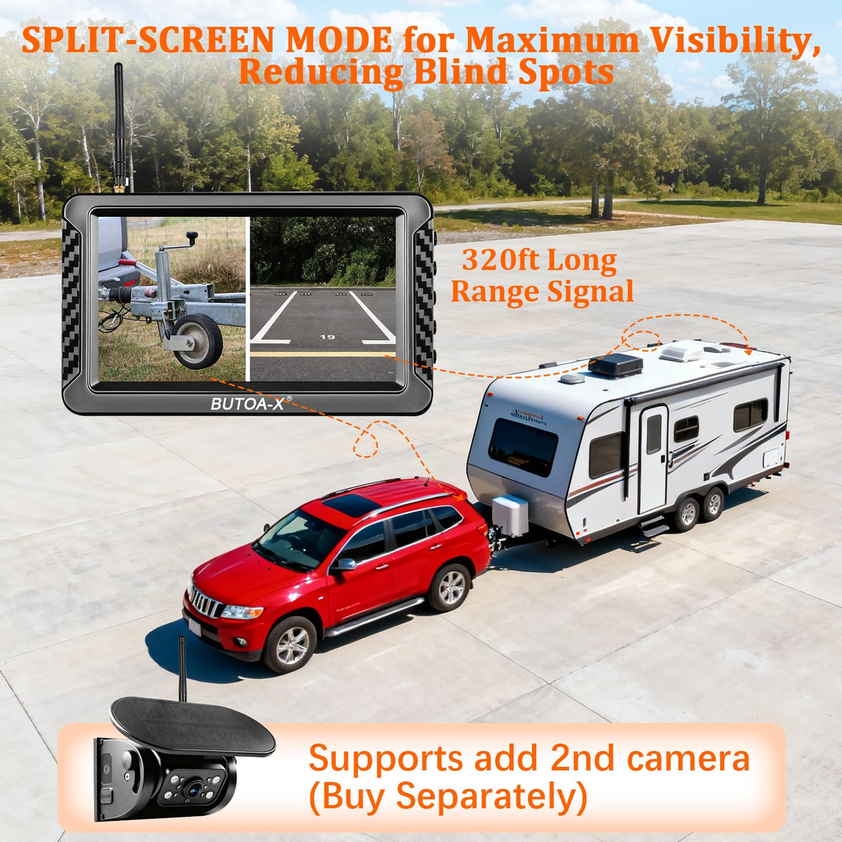 Magnetic Solar Wireless Backup Camera with 5" HD Monitor S993