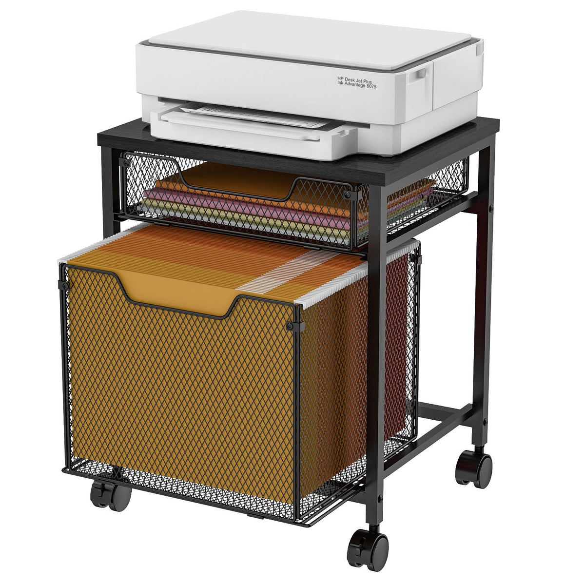 Rolling File Cabinet Cart with Storage Drawer and Lockable Wheels Z265