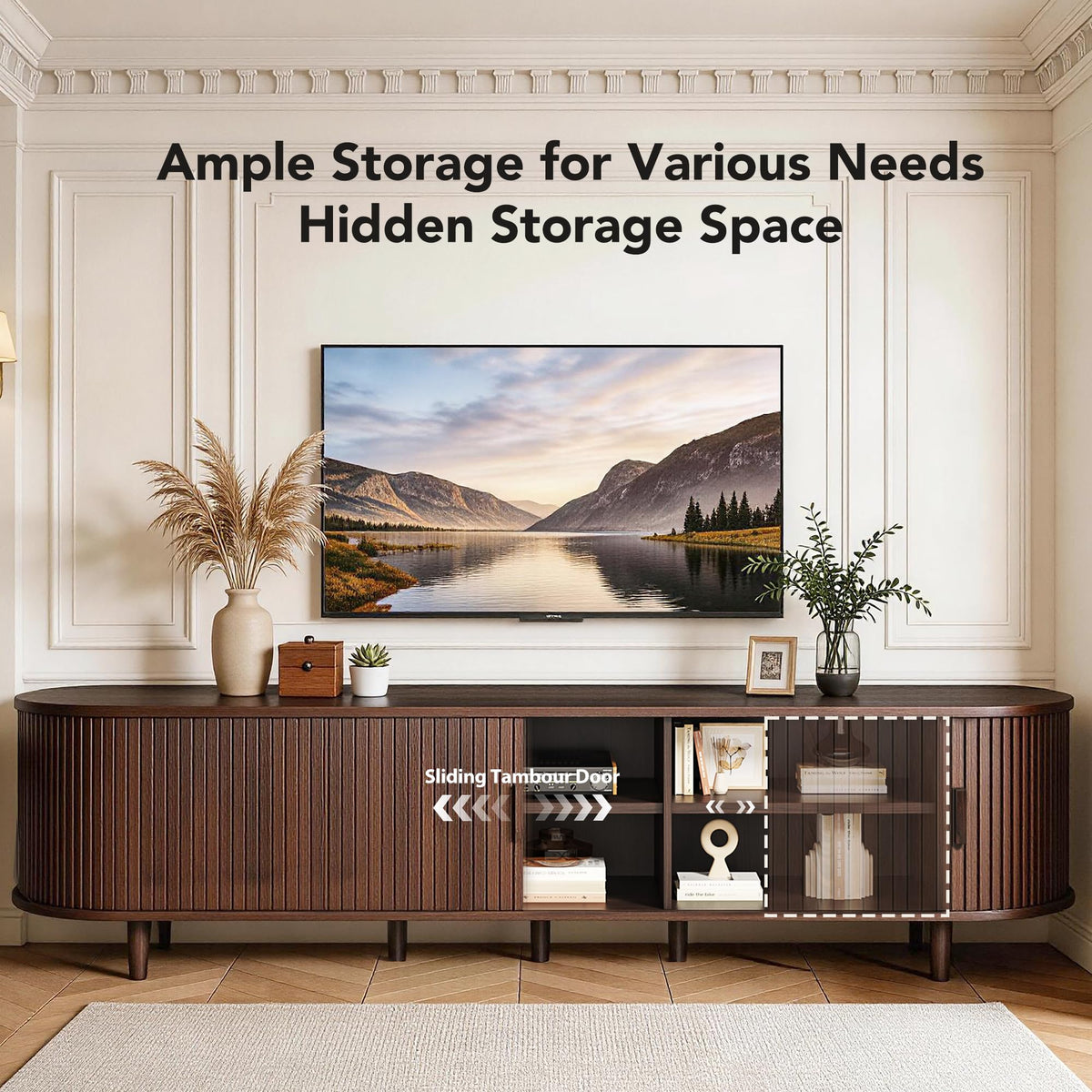 80" TV Stand with Sliding Doors and Power Outlet H90860