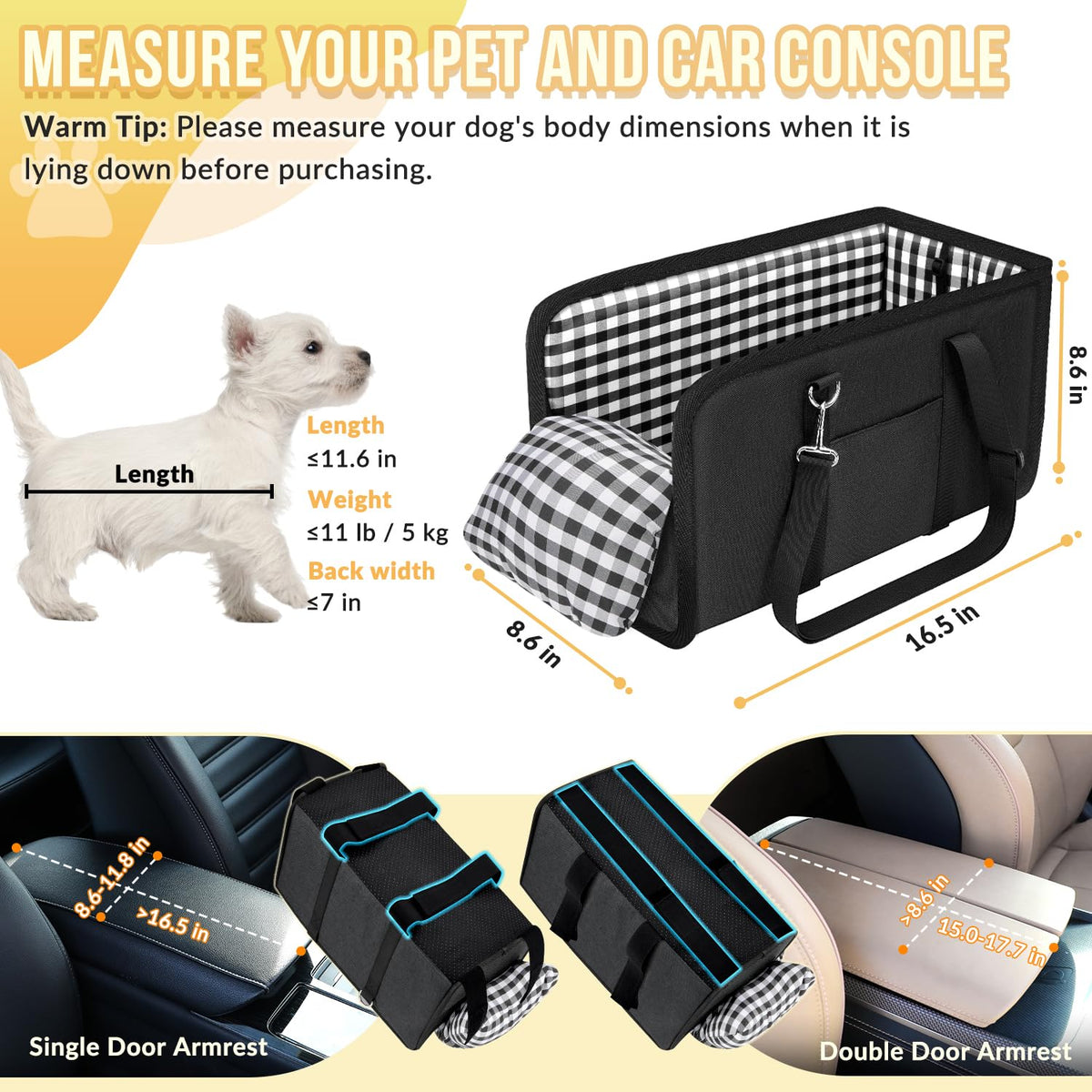 Dog Car Seat for Small Dogs Under 11lbs Z2360