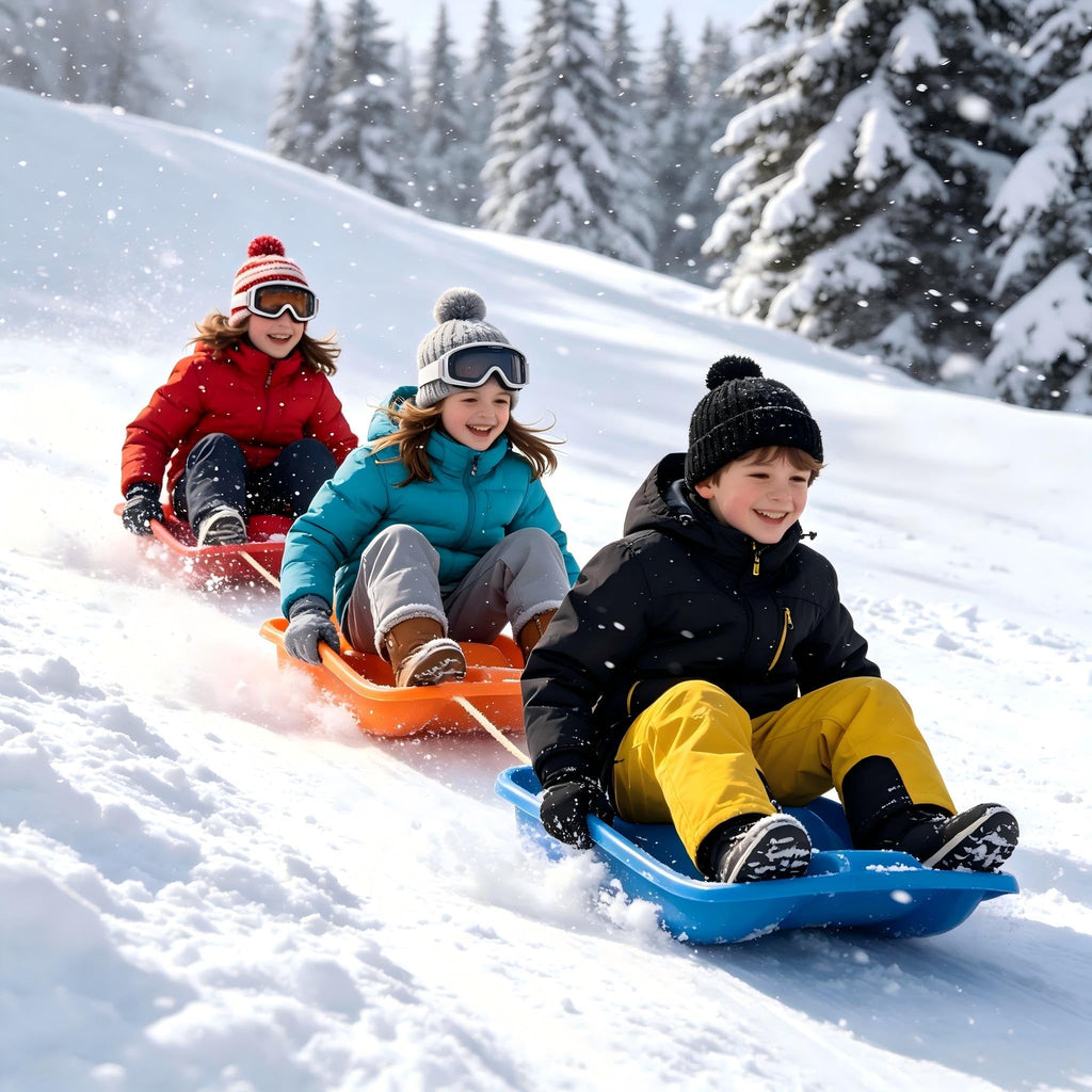 Plastic Snow Sleds with Pull Rope and Handles W13998