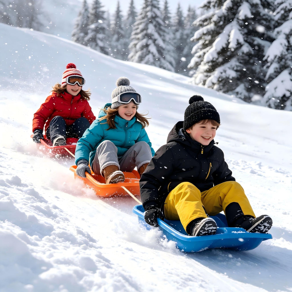 Plastic Snow Sleds with Pull Rope and Handles W13998