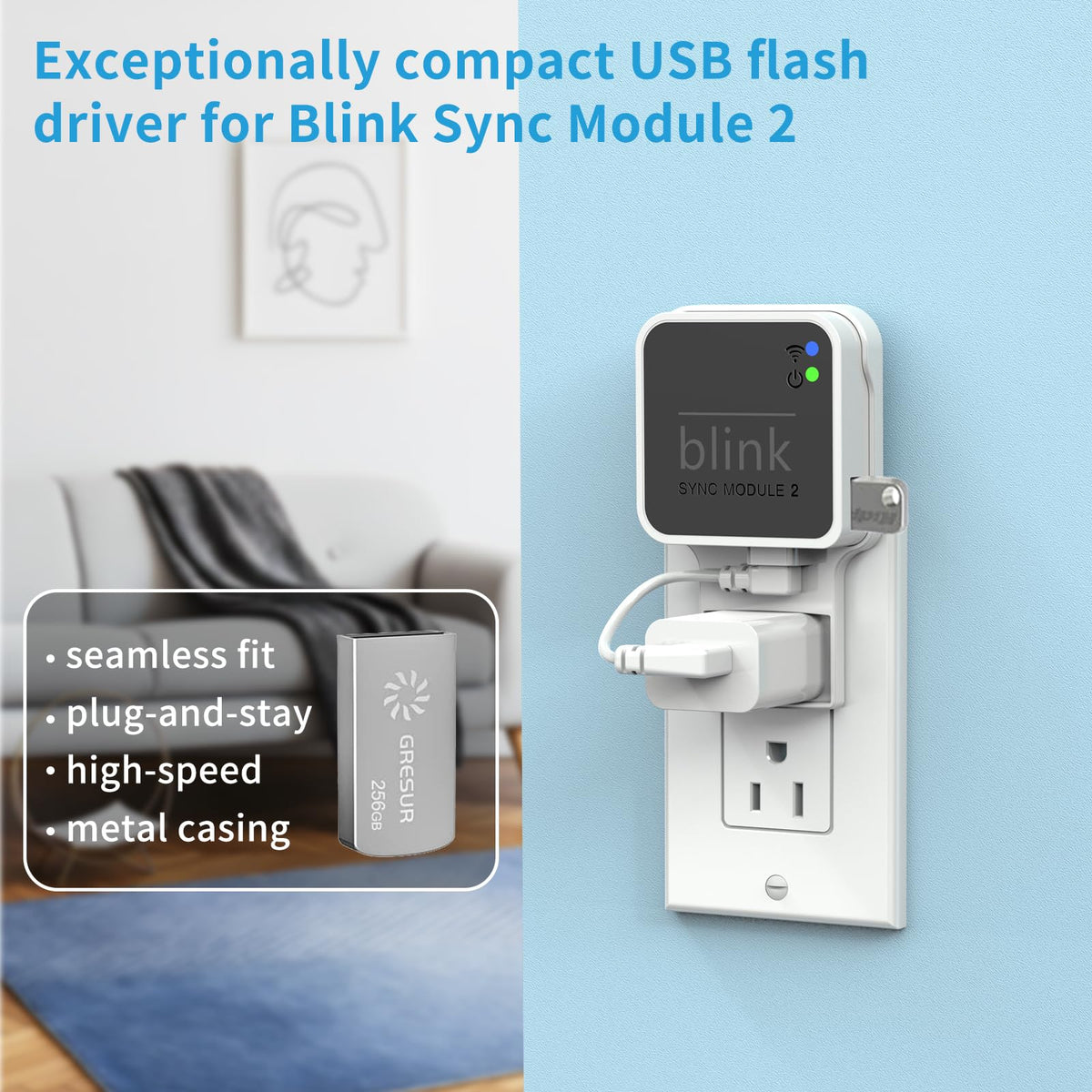 256GB USB Flash Drive with Outlet Wall Mount Q6583