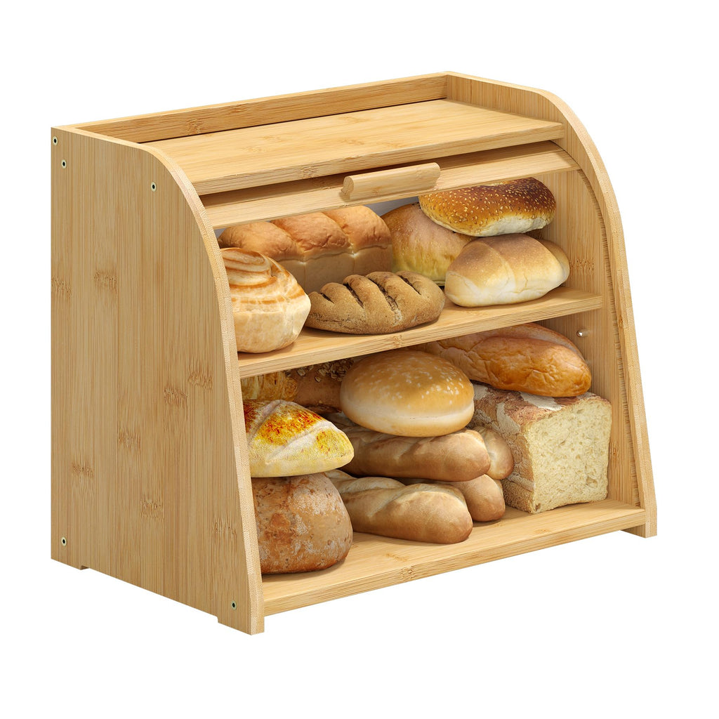 Large Bamboo Wood Bread Box L39073