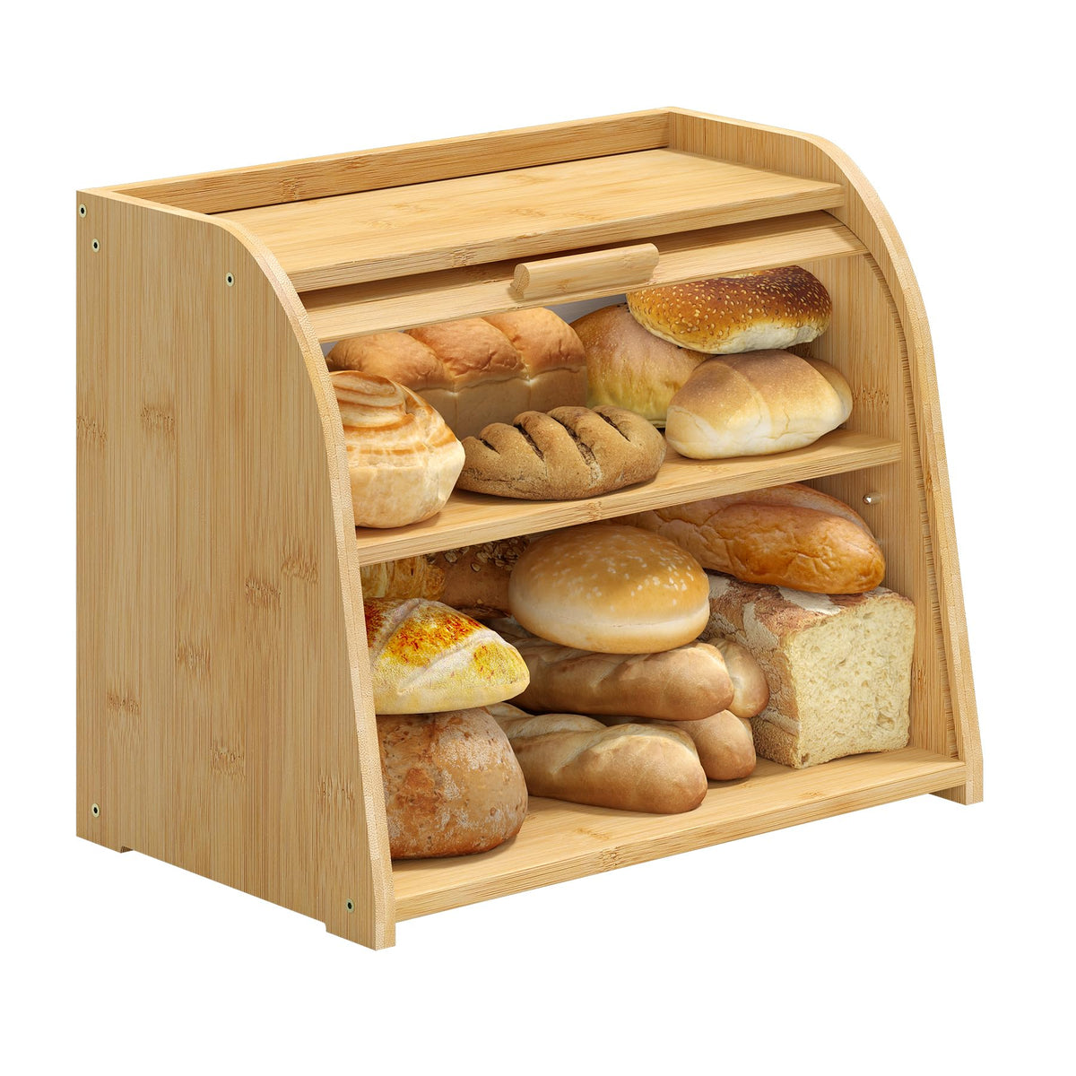 Large Bamboo Wood Bread Box L39073