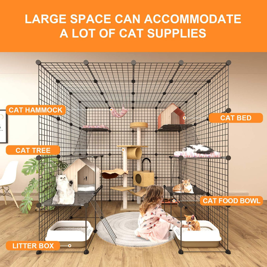 Large Indoor Cat Playpen Metal Wire Cage 55L x 55W x 55H Inchs J2074