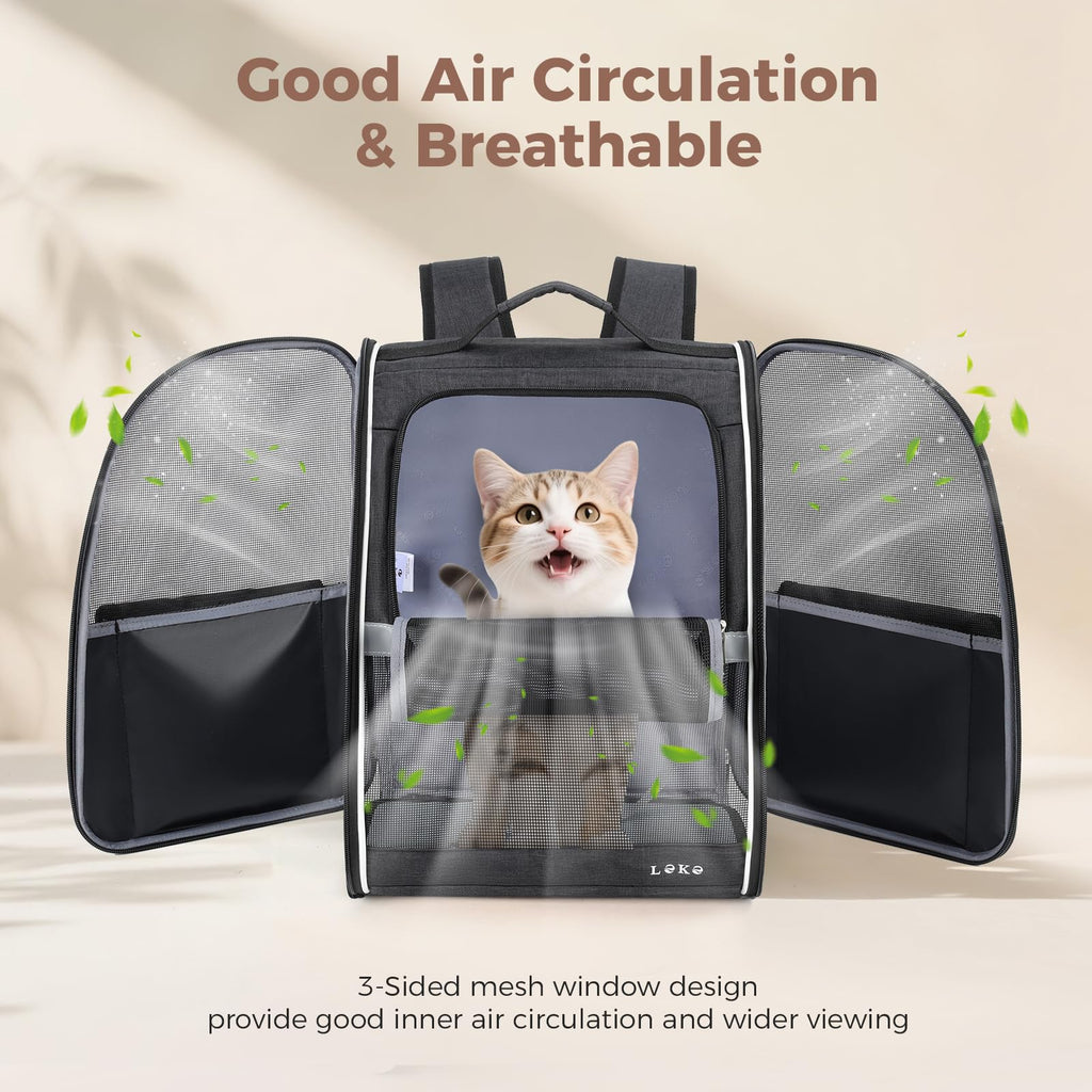 Dog Carrier Backpack for Small Medium Dogs Cats up to 18 lbs, Breathable Pet Backpack Carrier with 3 Entrances V37566