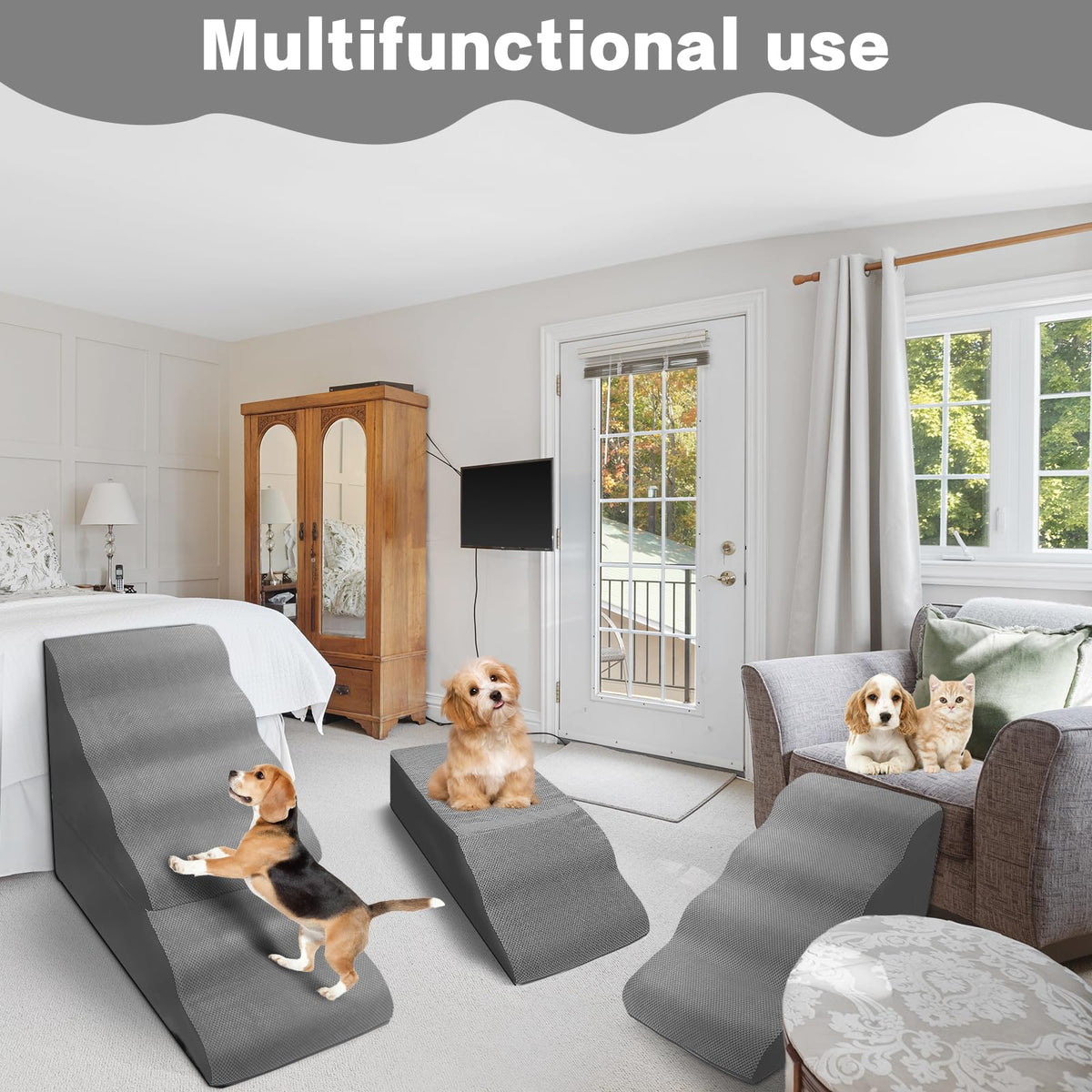 6-Step Grey Foam Dog Stairs L872950