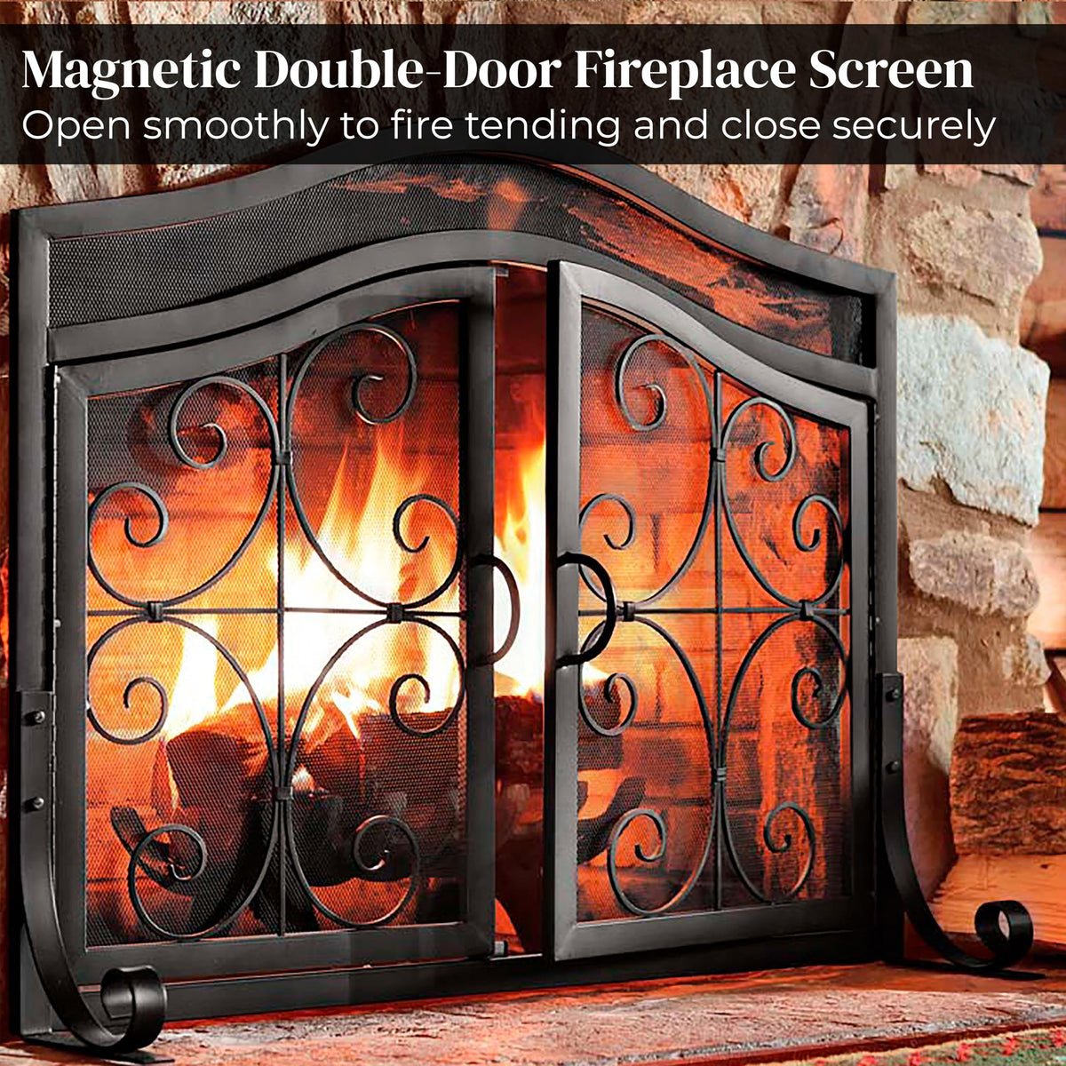 Black Metal Fireplace Screen A32563