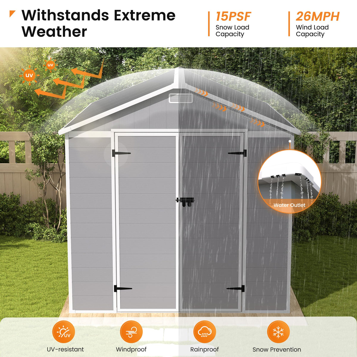 8 x 10 FT Resin Outdoor Storage Shed with Floor L65178