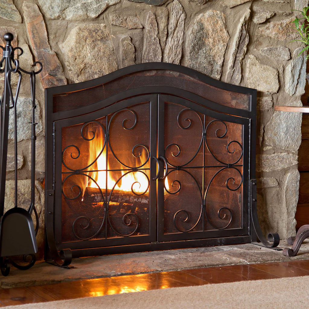 Black Metal Fireplace Screen A32563