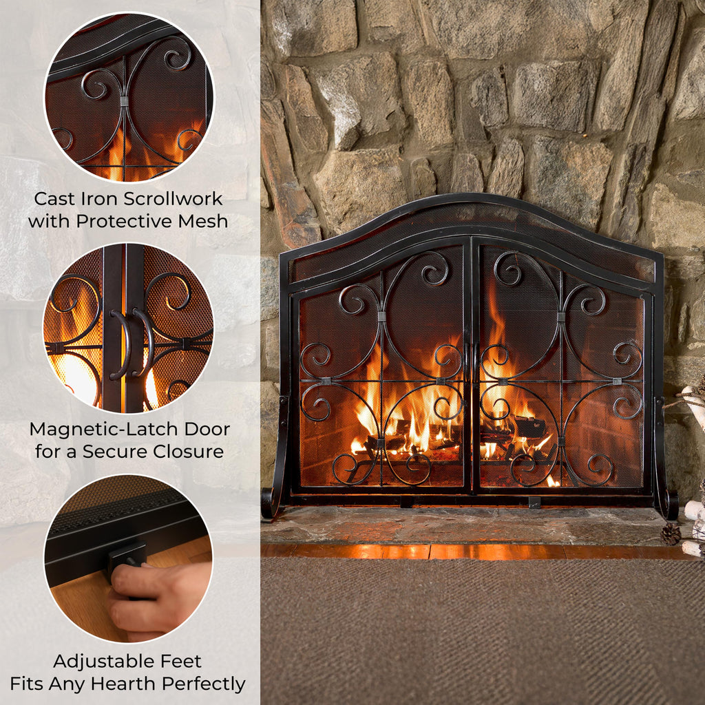 Black Metal Fireplace Screen A32563