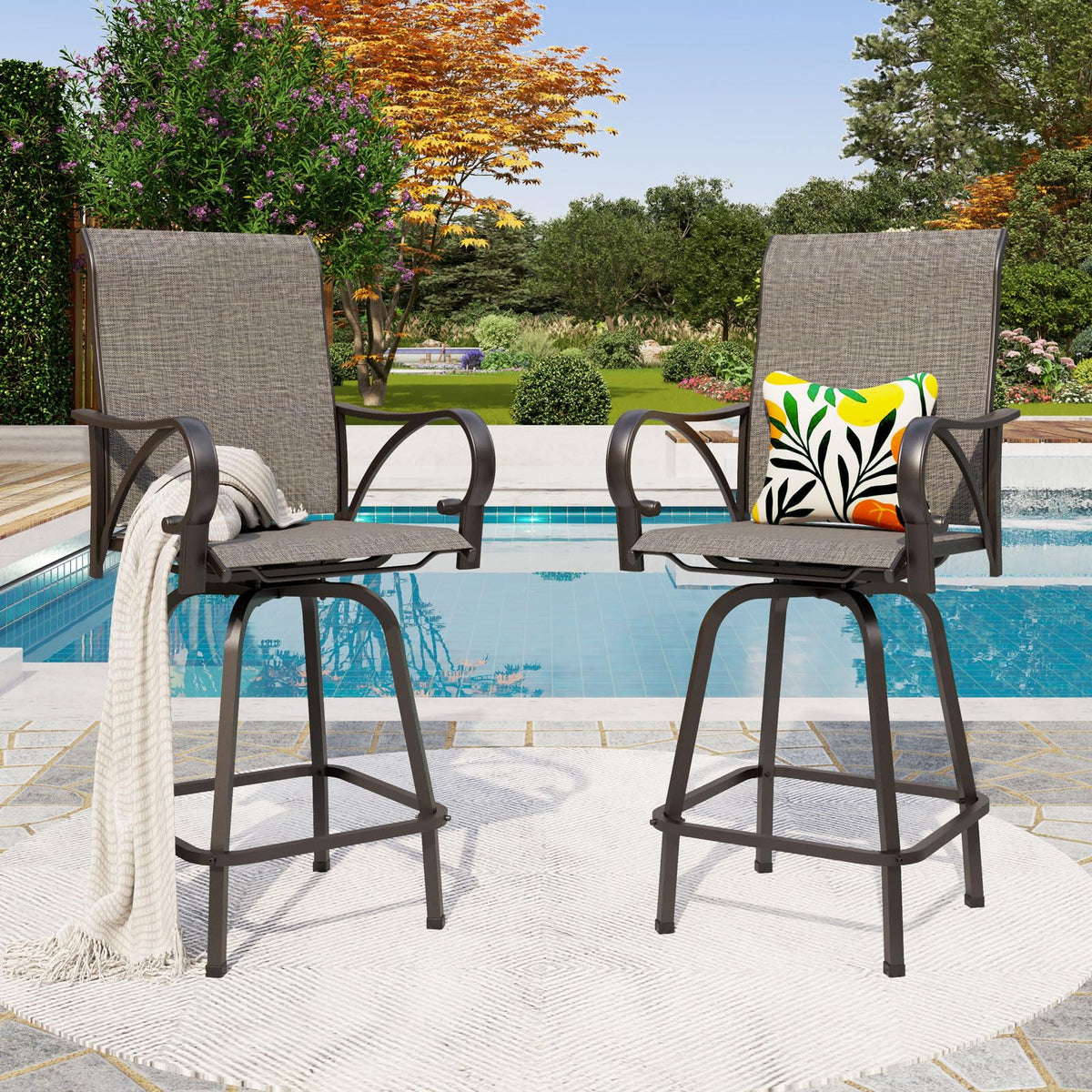 Set of 4 Swivel Outdoor Bar Stools F7087