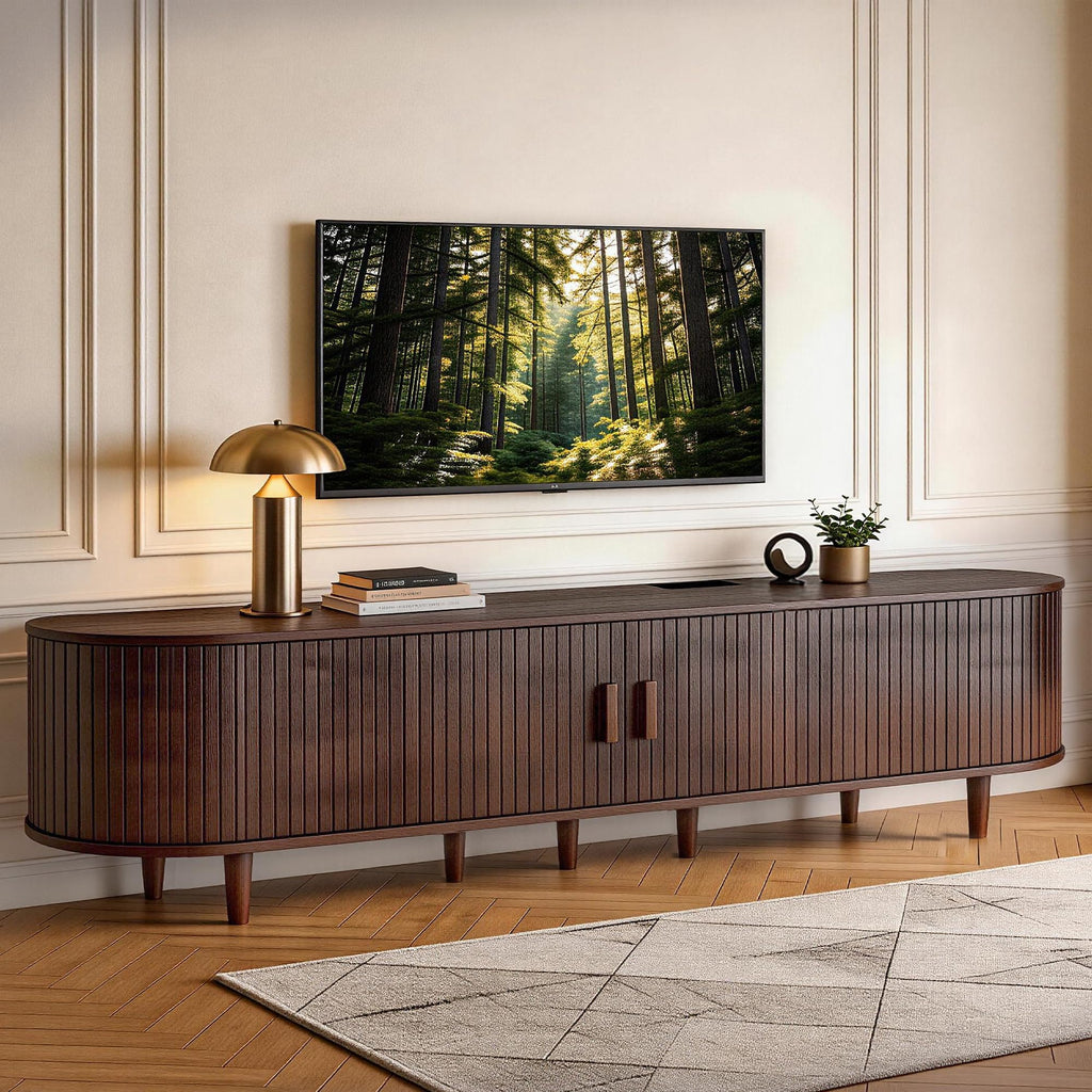 80" TV Stand with Sliding Doors and Power Outlet H90860