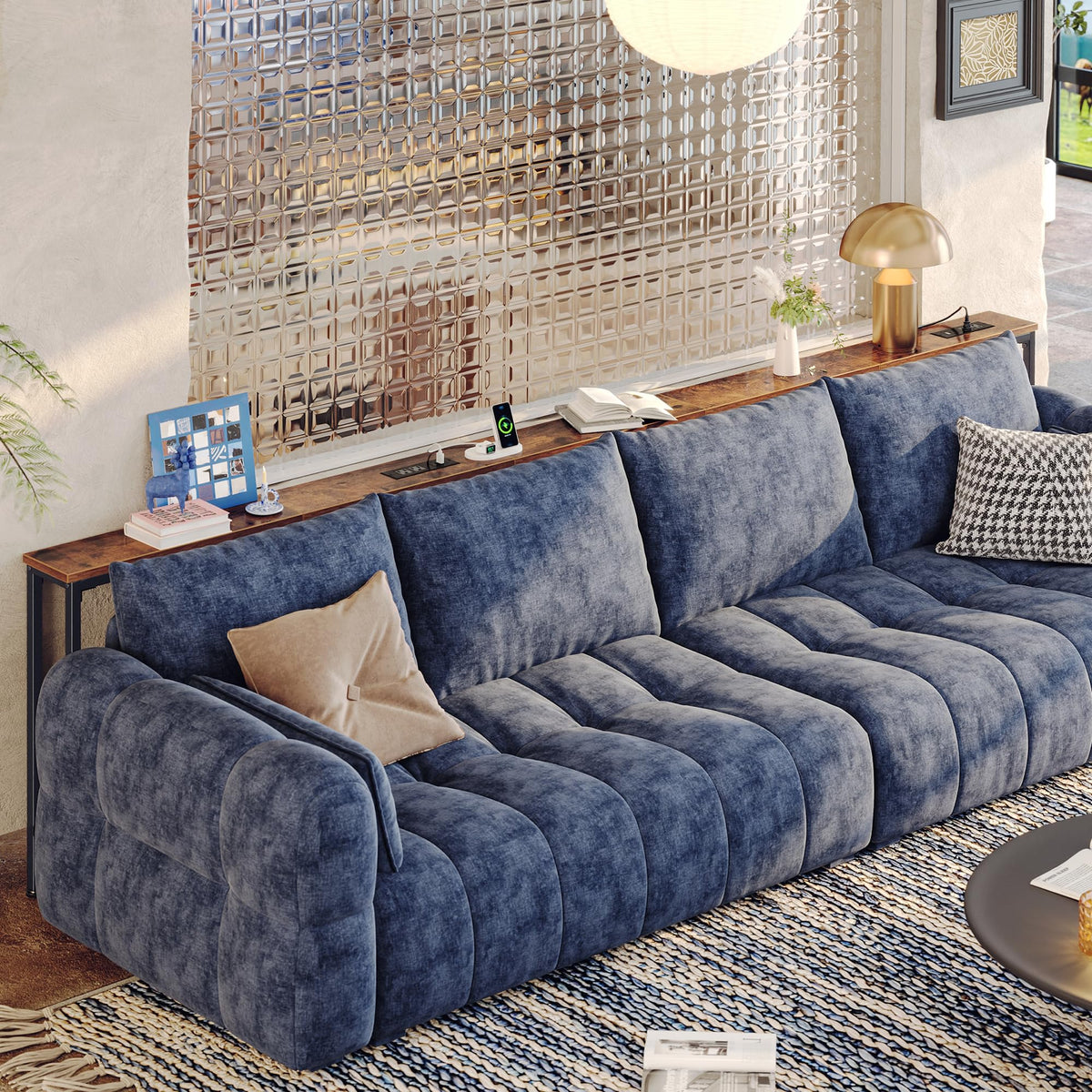 110.2 Inch Narrow Sofa Table with Power Outlets and USB-C Ports Q205